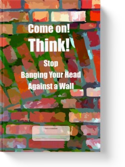 'Come On! Think! Stop Banging Your Head Against a Wall'. A low-content lined notebook/journal by Vicky Thor. Go to Amazon link.